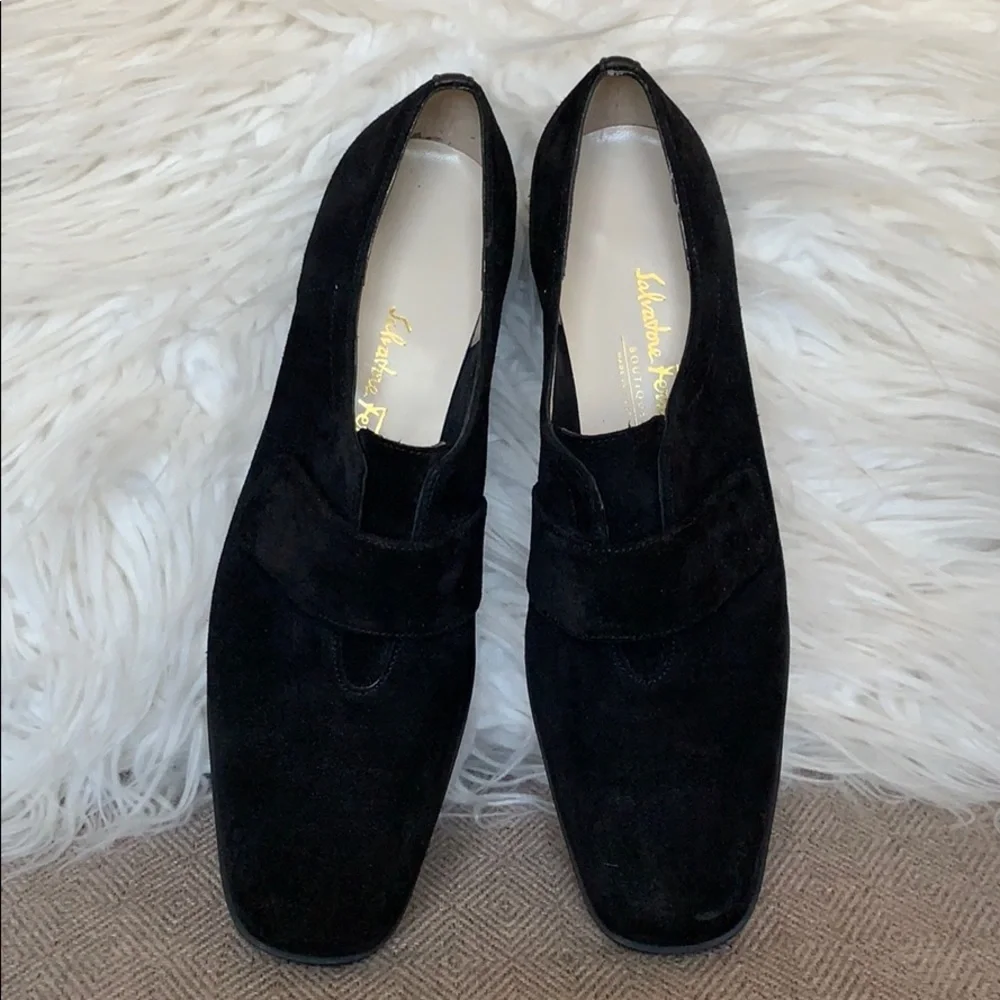 Salvatore Ferragamo‎ Suede Velcro Strap Flats